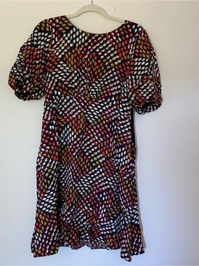 Anthropologie Multicolor Puff-Sleeve Mini Dress